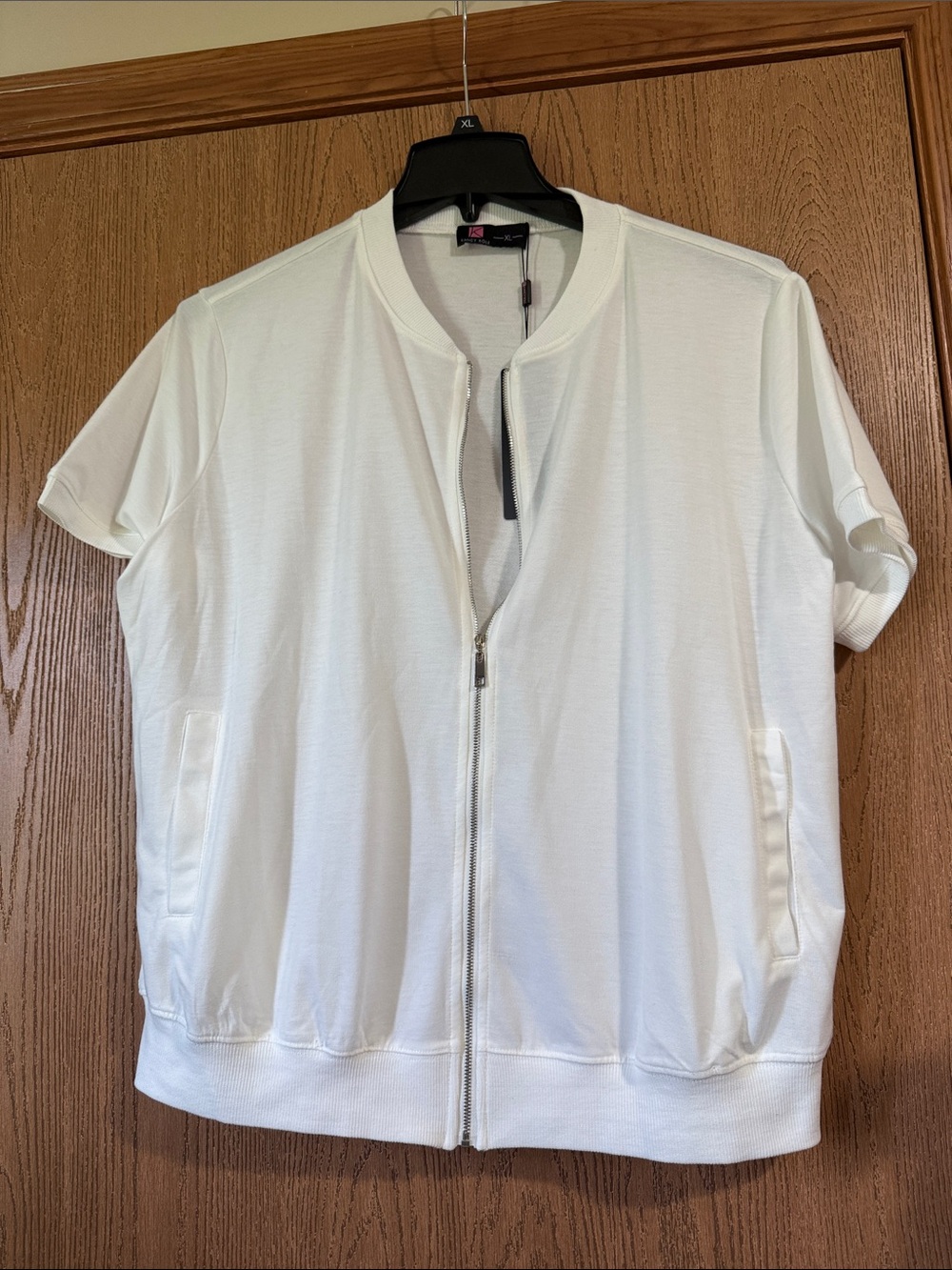 Kancy Kole Women’s Short-Sleeve Zip Up- White